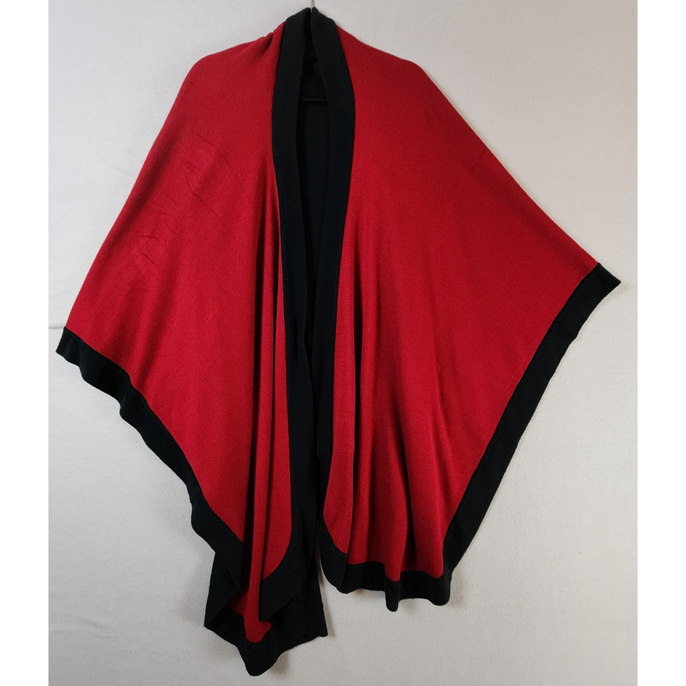 Wrap Shawl Women Large Heavyweight Knit Reversible Black and Red